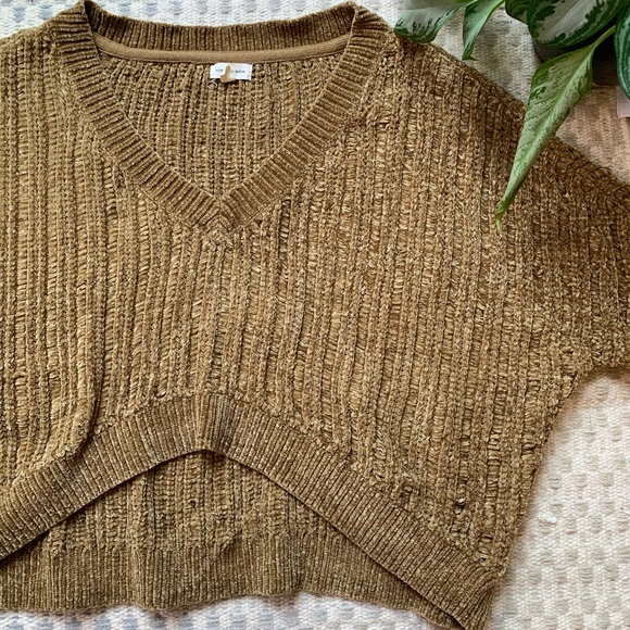 🍁🌾 Harvest Gold Cropped Chenille Sweater - Picture 8 of 15
